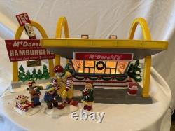 DEPT 56 Snow Village MCDONALD'S RESTAURANT Lighted Sign + RONALD +THREE Figures