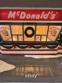 DEPT 56 Snow Village MCDONALD'S RESTAURANT Lighted Sign + RONALD +THREE Figures