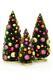 Dark Green Bottle Brush Trees Gold and Pink Shiny Balls Christmas Set of 3