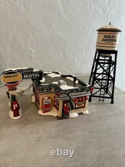 Department 56 Harley Davidson Set Of 4 (City Dealership, Motel, See Description)