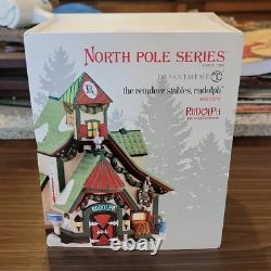 Department 56 North Pole Series Reindeer Stables Rudolph Illuminated Porcelain