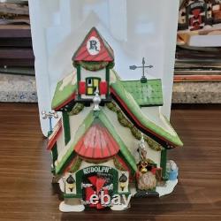Department 56 North Pole Series Reindeer Stables Rudolph Illuminated Porcelain