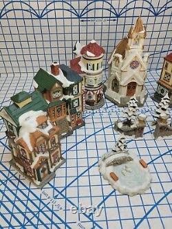 Department 56 RARE 1994 Mercuries Village Set, Light Up, Church, Post, Cottage