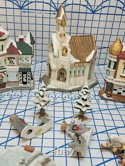 Department 56 RARE 1994 Mercuries Village Set, Light Up, Church, Post, Cottage