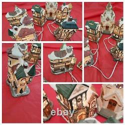 Department 56 RARE 1994 Mercuries Village Set, Light Up, Church, Post, Cottage