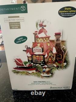 Department 56 Santa's Sleigh Maker Lighted Interior Scene with Santas New Sleigh