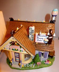 Department 56 Snow Village Easter Chocolate Bunny Factory Ceramic House 2004