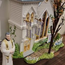 Department 56 Snow Village Easter Church House Porcelain 2003 Removable Banners