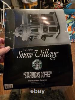 Department 56 Snow Village Starbucks Coffee Ceramic Building With Light 54859