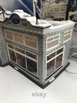 Department 56 Snow Village UPTOWN MOTORS FORD Complete Retired READ