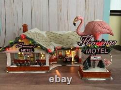 Department 56 The Flamingo Motel Flamingo Sign & Building Snow Village 2007