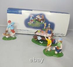 Dept 56 4th of July Village summertime family picnic table baseball figure Set