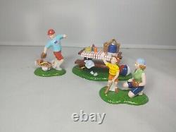 Dept 56 4th of July Village summertime family picnic table baseball figure Set