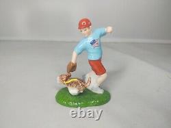 Dept 56 4th of July Village summertime family picnic table baseball figure Set