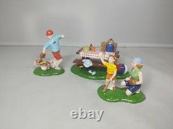 Dept 56 4th of July Village summertime family picnic table baseball figure Set