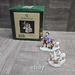 Dept 56 Dickens Village 12 days of Christmas + Village Sign II Missing 2 Piece