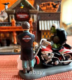 Dept 56 Halloween Harley Davidson Crow Bar sold with Forced Fit, NIB- Rare Set