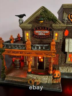 Dept 56 Halloween Harley Davidson Crow Bar sold with Forced Fit, NIB- Rare Set