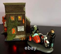 Dept 56 Halloween Harley Davidson Crow Bar sold with Forced Fit, NIB- Rare Set