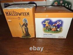 Dept 56 Halloween Lot Of 10 Pieces Bobbing For Apples, Gathering Pumkins ETC