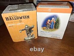 Dept 56 Halloween Lot Of 10 Pieces Bobbing For Apples, Gathering Pumkins ETC