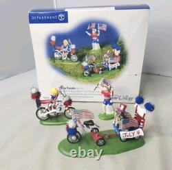 Dept 56 Kiddie Parade 4th of July Kids Figure Dog Wagon Patriotic Summer Village