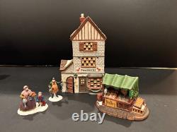 Dept 56 MERCHANT SHOPS (set of 5 buildings) #59269 plus 3 groups of accessories