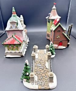 Dept 56 North Pole Series Christmas Lot (10) + Lights Snowflake Studio, 90's