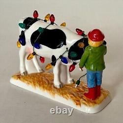 Dept 56 Snow Village Dairy Barn Holiday Heifers Decorating Elsie EUC