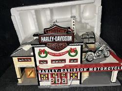 Dept 56 Snow Village Harley Davidson Manufacturing 54948 Motorcycle Cop Shop Lot