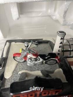 Dept 56 Snow Village Harley Davidson Manufacturing 54948 Motorcycle Cop Shop Lot