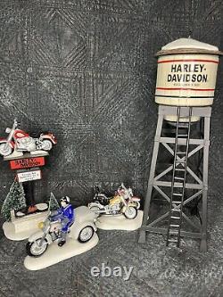 Dept 56 Snow Village Harley Davidson Manufacturing 54948 Motorcycle Cop Shop Lot