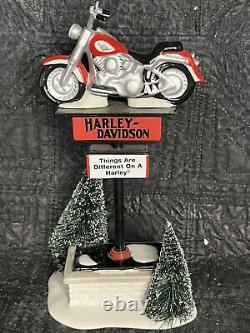 Dept 56 Snow Village Harley Davidson Manufacturing 54948 Motorcycle Cop Shop Lot