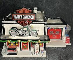 Dept 56 Snow Village Harley Davidson Manufacturing 54948 Motorcycle Cop Shop Lot