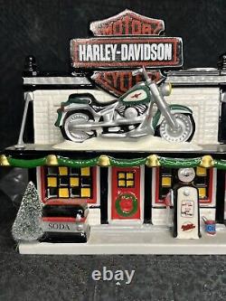 Dept 56 Snow Village Harley Davidson Manufacturing 54948 Motorcycle Cop Shop Lot