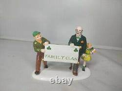 Dept 56 St Patrick's Day parade Snow Village family clan figure Christmas