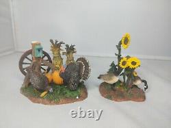 Dept 56 Thanksgiving Village Accessories figure turkeys geese in the field Set