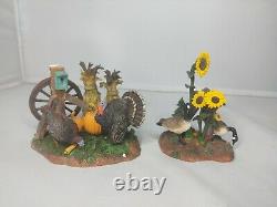 Dept 56 Thanksgiving Village Accessories figure turkeys geese in the field Set