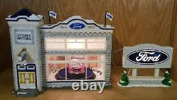 Dept 56 Uptown Motors Ford Snow Village #54941 W Box + Cord Christmas