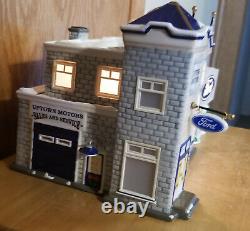 Dept 56 Uptown Motors Ford Snow Village #54941 W Box + Cord Christmas