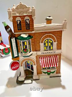 Dept 56 snow village coca cola corner drug store, delivery truck, delivery men