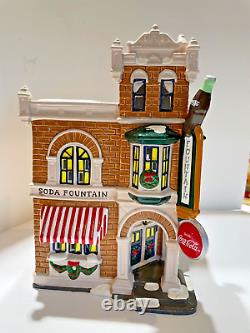 Dept 56 snow village coca cola corner drug store, delivery truck, delivery men