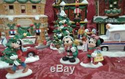 Disney 10 Pc Lighted Porcelain Mickey Main Street Village In Original Box
