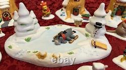Disney Christmas Collection Winnie The Pooh Snowy Village COMPLETE SET! 12 Pcs
