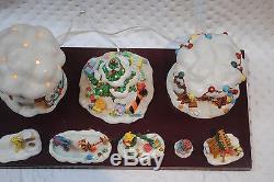 Disney Christmas In The 100 Acre Wood 8 Piece Porcelain/resin Lighted Village