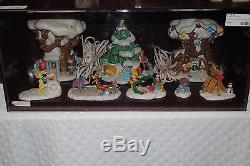 Disney Christmas In The 100 Acre Wood 8 Piece Porcelain/resin Lighted Village