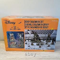 Disney Halloween Village Haunted House 12 Piece Set Mickey Mouse skeleton ft