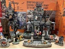 Disney Halloween Village Haunted House 12 Piece Set Mickey Mouse skeleton ft