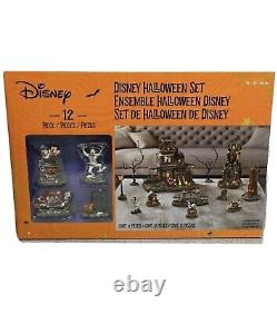 Disney Halloween Village Haunted House 12 Piece Set Mickey Mouse skeleton ft