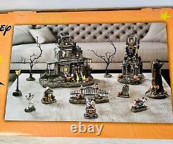 Disney Halloween Village Haunted House 12 Piece Set Mickey Mouse skeleton ft